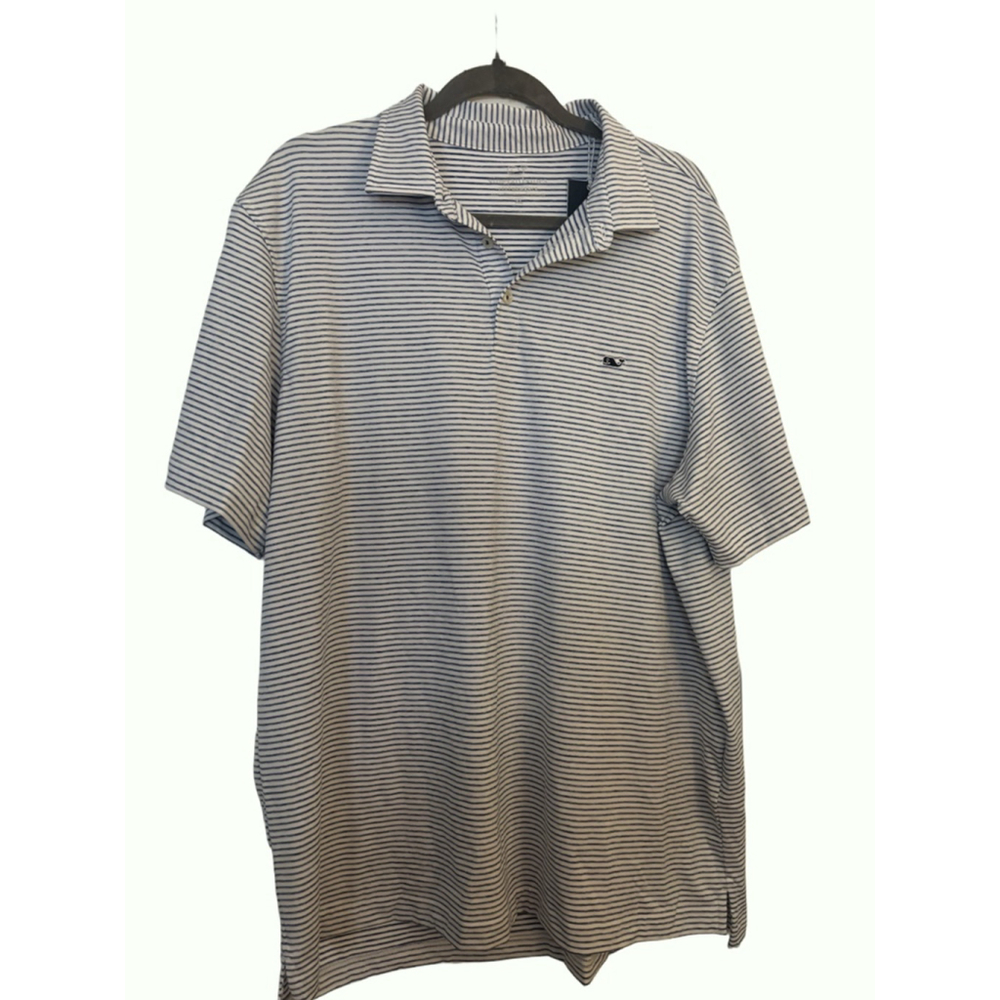 NWT, Men's Vineyard Vines Bradley Stripe Polo XL White Blue